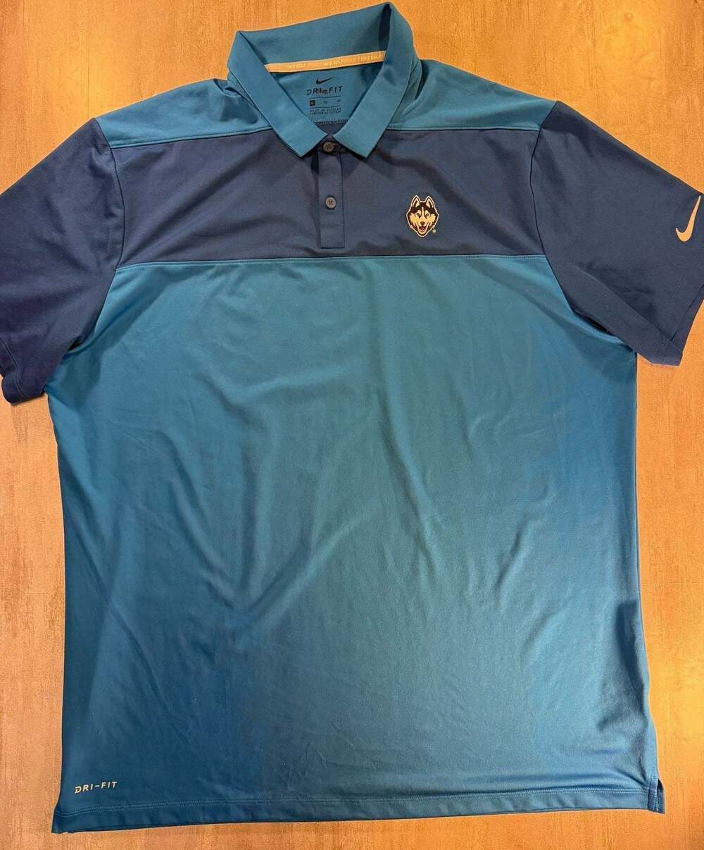 Nike Golf UConn Huskies Dri-Fit Two-Tone Polo Shirt Blue Size XL - Picture 1 of 5